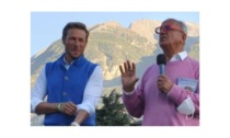 I conduttori televisivi Stefano Massini e Massimiliano Ossini al Teatro romano