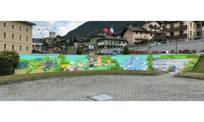 Aymavilles, un murales sulle gradinate